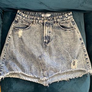 Madison Distressed Acid Wash Asymmetrical Denim Skirt Size L